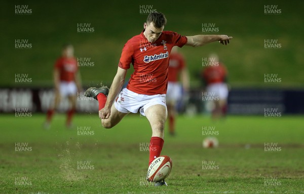 020218 - Wales U20s v Scotland U20s - Natwest 6 Nations - Cai Evans of Wales kicks the conversion