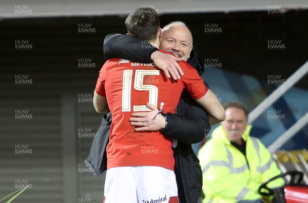 020218 - Wales U20s v Scotland U20s - Natwest 6 Nations - Ieuan Evans hugs his son Cai
