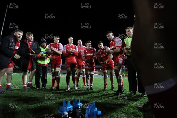 110222 - Wales U20s v Scotland U20s - U20s Six Nations Championship - Wales team huddle at full time