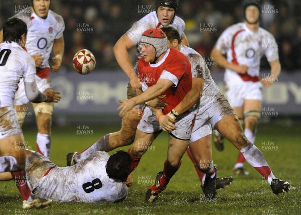 13.02.09 - Wales U20 v England U20 - Under 20 Six Nations 2009 - Wales' Aaron Coundley is stopped by the English defence. 
