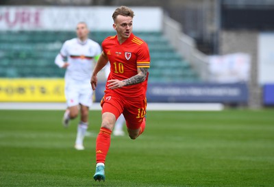 290322 - Wales U21 v Bulgaria U21 - 2023 UEFA Under 21 Euro Qualifying Round - Isaak Davies of Wales