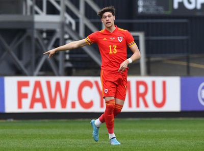 290322 - Wales U21 v Bulgaria U21 - 2023 UEFA Under 21 Euro Qualifying Round - Christopher Petrov Popov of Wales