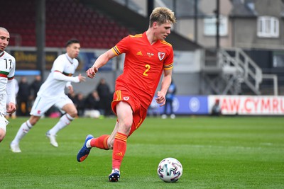 290322 - Wales U21 v Bulgaria U21 - 2023 UEFA Under 21 Euro Qualifying Round - Finley Stevens of Wales