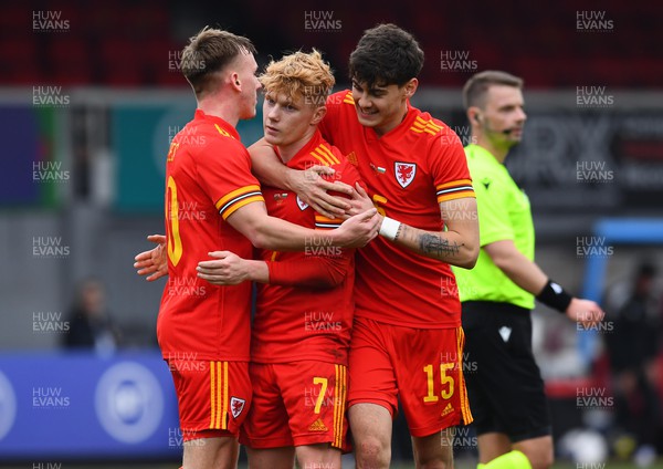290322 - Wales U21 v Bulgaria U21 - 2023 UEFA Under 21 Euro Qualifying Round - Samuel Pearson of Wales celebrates scoring goal