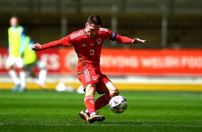 201123 - Wales U21 v Denmark U21 - European Under-21 Championship 2025 Qualifier - Finley Stevens of Wales