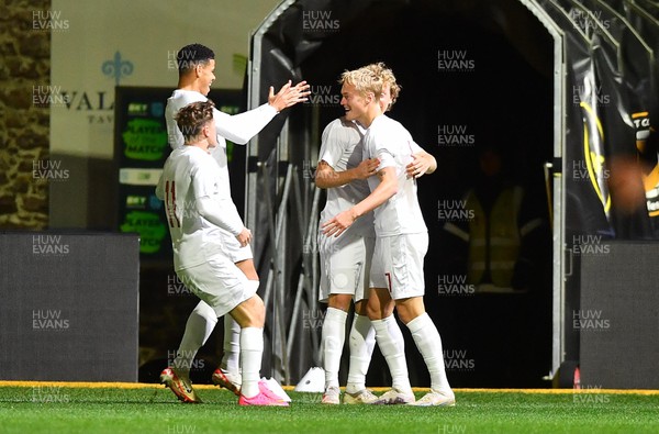 201123 - Wales U21 v Denmark U21 - European Under-21 Championship 2025 Qualifier - Tobias Bech of Denmark celebrates scoring goal