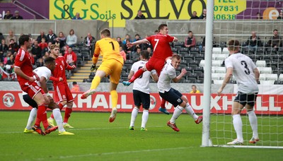190514 - Wales U21 v England U21 - UEFA Under 21 Qualifying Match - Gwion Edwards of Wales scores their first goal 