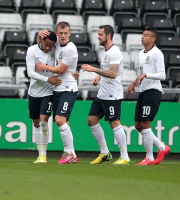 190514 - Wales U21 v England U21 - UEFA Under 21 Qualifying Match - Nathan Redmond of England celebrates scoring their first goal 
