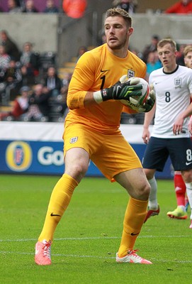 190514 - Wales U21 v England U21 - UEFA Under 21 Qualifying Match - Jack Butland of England saves a Welsh corner 