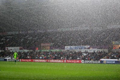 190514 - Wales U21 v England U21 - UEFA Under 21 Qualifying Match - The rain thunders down at the Liberty Stadium 