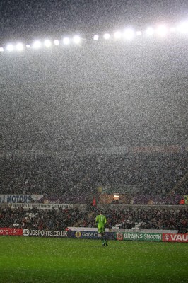 190514 - Wales U21 v England U21 - UEFA Under 21 Qualifying Match - The rain thunders down at the Liberty Stadium 