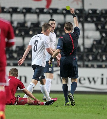 190514 - Wales U21 v England U21 - UEFA Under 21 Qualifying Match - James Ward-Prowse of England is given a yellow card 