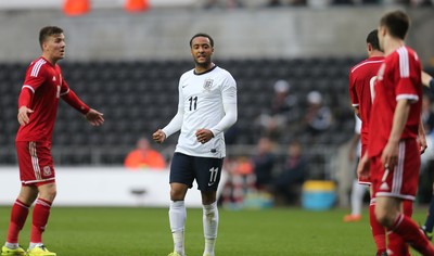 190514 - Wales v England, UEFA Under 21 Qualifying Match, Liberty Stadium, Swansea - England's Nathan Redmond celebrates after he scores his second goal