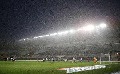 190514 - Wales v England, UEFA Under 21 Qualifying Match, Liberty Stadium, Swansea - Wales u21 take on England u21 as the rain falls heavily at Swansea's Liberty Stadium