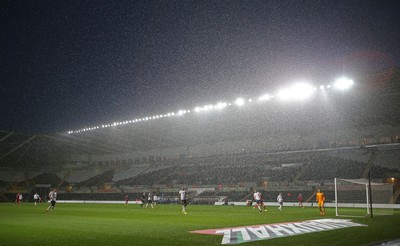 190514 - Wales v England, UEFA Under 21 Qualifying Match, Liberty Stadium, Swansea - Wales u21 take on England u21 as the rain falls heavily at Swansea's Liberty Stadium