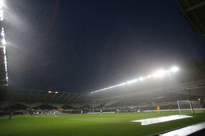 190514 - Wales v England, UEFA Under 21 Qualifying Match, Liberty Stadium, Swansea - Wales u21 take on England u21 as the rain falls heavily at Swansea's Liberty Stadium