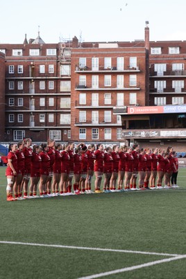 180426 - Wales U21 v France U21, Women's Under-21 Six Nations Summer Series - The Wales team line up for the anthems