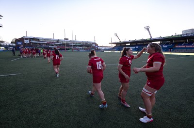 180426 - Wales U21 v France U21, Women's Under-21 Six Nations Summer Series - Wales captain Gwennan Hopkins embraces Alaw Pyrs of Wales  at the end of the match