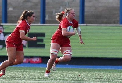 180426 - Wales U21 v France U21, Women's Under-21 Six Nations Summer Series - Tilly Vucaj of Wales and Gwennan Hopkins of Wales