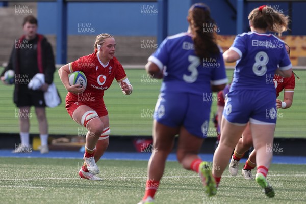 180426 - Wales U21 v France U21, Women's Under-21 Six Nations Summer Series - Tilly Vucaj of Wales charges forward