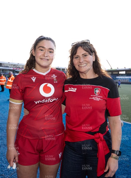 180426 - Wales U21 v France U21, Women's Under-21 Six Nations Summer Series - Wales captain Gwennan Hopkins with mother Anwen