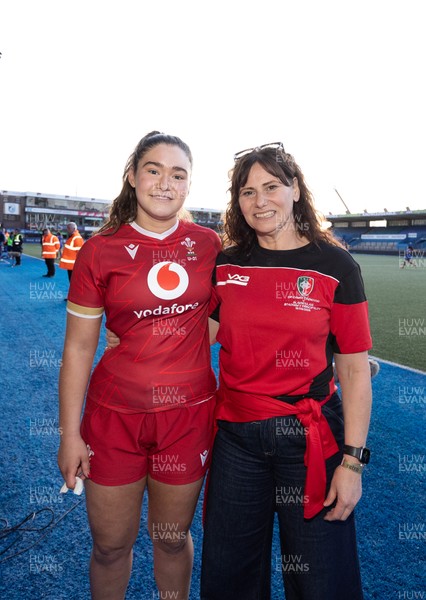 180426 - Wales U21 v France U21, Women's Under-21 Six Nations Summer Series - Wales captain Gwennan Hopkins with mother Anwen