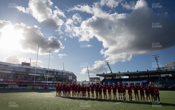 180426 - Wales U21 v France U21, Women's Under-21 Six Nations Summer Series - The Wales team line up for the anthems
