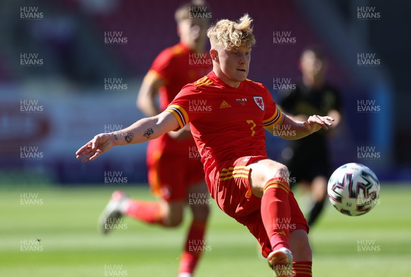 140622 - Wales U21 v Gibraltar U21, Under 21 European Championship Qualifying - Sam Pearson of Wales plays the ball