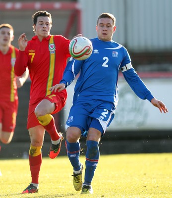 060213 - Wales v Iceland, Friendly Under 21 International, Llanelli - Wales' Billy Bodin and Iceland's Sverrir Ingi Ingason compete for the ball