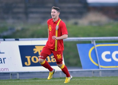 060213 - Wales v Iceland - Friendly U21 International  -  Wes Burns of Wales' celebrates his goal 