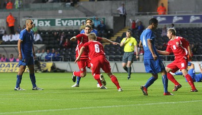 04.09.09 - Wales U21 v Italy U21, UEFA Under 21 Championship 2011 -  Wales' Christian Ribeiro celebrates after scoring goal  