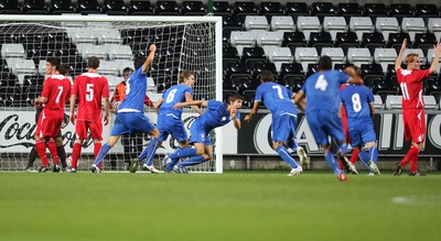 04.09.09 - Wales U21 v Italy U21, UEFA Under 21 Championship 2011 -  Italy's Alberto Paloschi celebrates after heading the ball home to score equalising goal 