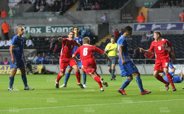 04.09.09 - Wales U21 v Italy U21, UEFA Under 21 Championship 2011 -  Wales' Christian Ribeiro celebrates after scoring goal  