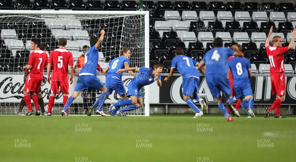04.09.09 - Wales U21 v Italy U21, UEFA Under 21 Championship 2011 -  Italy's Alberto Paloschi celebrates after heading the ball home to score equalising goal 