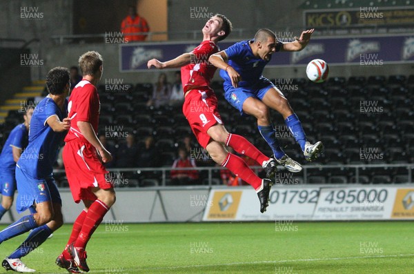 04.09.09 - Wales U21 v Italy U21, UEFA Under 21 Championship 2011 -  Wales' Sam Vokes and Italy's Giuseppe Bellusci compete for the ball 