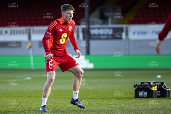 220324 - Wales U21 v Lithuania U21 - 2025 UEFA Euro U21 Championship qualifier - Finley Stevens of Wales during the warm up
