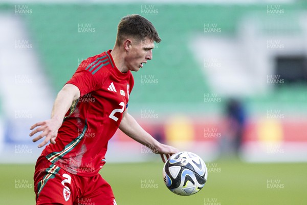 220324 - Wales U21 v Lithuania U21 - 2025 UEFA Euro U21 Championship qualifier - Finley Stevens of Wales in action