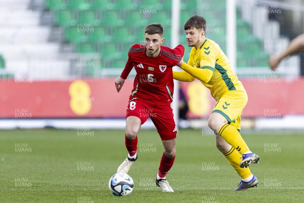 220324 - Wales U21 v Lithuania U21 - 2025 UEFA Euro U21 Championship qualifier - Matthew Baker of Wales in action