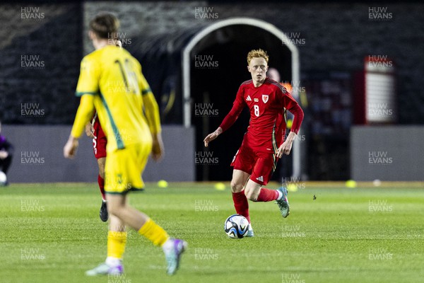 220324 - Wales U21 v Lithuania U21 - 2025 UEFA Euro U21 Championship qualifier - Oliver Hammond of Wales in action