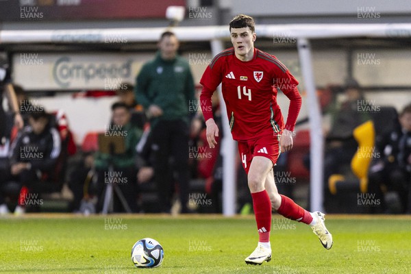 220324 - Wales U21 v Lithuania U21 - 2025 UEFA Euro U21 Championship qualifier - Joel Cotterill of Wales in action