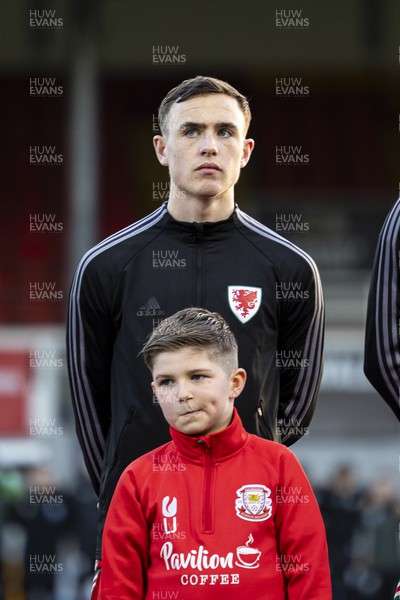 220324 - Wales U21 v Lithuania U21 - 2025 UEFA Euro U21 Championship qualifier - Luke Harris of Wales ahead of kick off