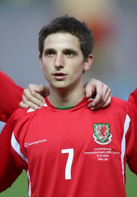 31.03.09 - Wales U21v Luxembourg U21, UEFA Under 21 Championship 2011, Llanelli -  Wales' Joe Allen   