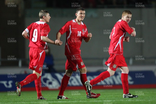 31.03.09 - Wales U21v Luxembourg U21, UEFA Under 21 Championship 2011, Llanelli -  Wales' James Wilson celebrates after scoring goal 