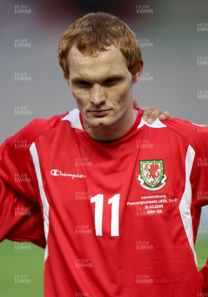 31.03.09 - Wales U21v Luxembourg U21, UEFA Under 21 Championship 2011, Llanelli -  Wales' Shaun MacDonald  