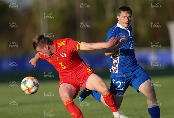 040621 - Wales U21 v Moldova U21, UEFA U21 EURO 2023 Qualifying Match - Edward Jones of Wales and Valeriu Gaiu of Moldova