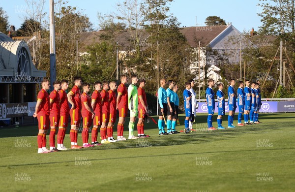 040621 - Wales U21 v Moldova U21, UEFA U21 EURO 2023 Qualifying Match - The teams line up for the national anthems