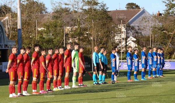 040621 - Wales U21 v Moldova U21, UEFA U21 EURO 2023 Qualifying Match - The teams line up for the national anthems