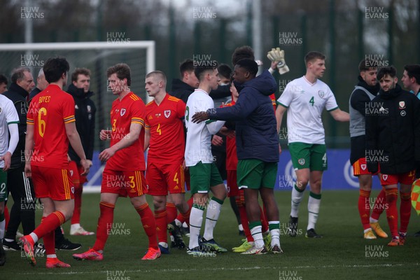 260321 - Wales U21 v Republic of Ireland U21 - International Friendly - Ireland celebrate victory at full time