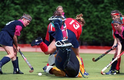 250798 - Wales U21 v Scotland U21 -  Isabelle Thomissen's shot is blocked by Scottish goalkeeper Abi Walker 