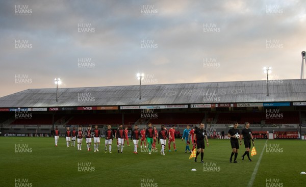 161018 - Wales U21 v Switzerland U21, European U21 Championship 2019 Qualifier - The teams make their way onto the pitch for the start of the match